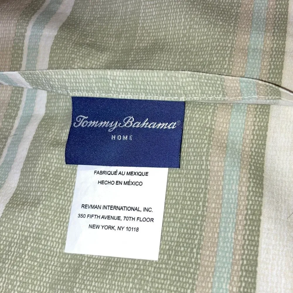 TOMMY BAHAMA Green Tan Serenity Cotton Striped King Pillow Sham 40 x 24 inches